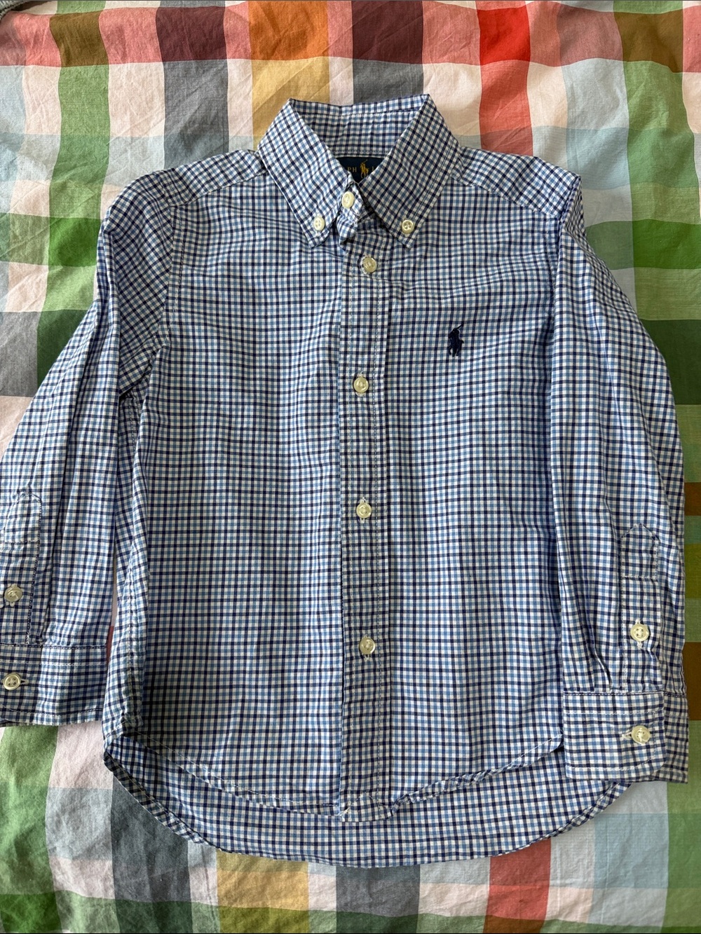 Ralph Lauren Blue & White Gingham Button-Down Shirt 3T